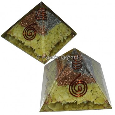 Lemon Quartz Orgone Pyramids with Crystal Point