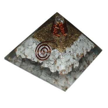 White Howlite Orgone Pyramids with Crystal Point
