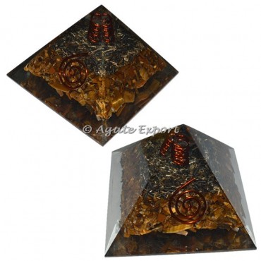 Tiger Eye Energy Orgone Pyramids with Crystal Point