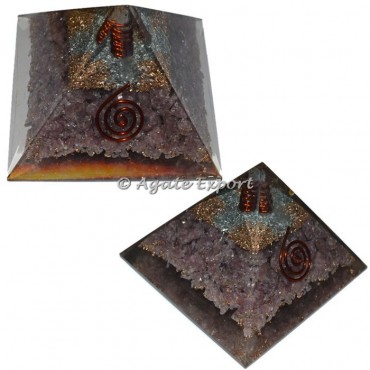 Lepidolite Orgone Pyramid with Crystal Point
