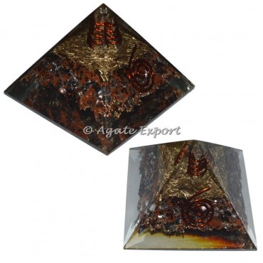 Mahagony Obsidian Orgone Pyramids with Crystal Point
