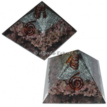 Pink Moonstone Orgone Pyramids with Crystal Point