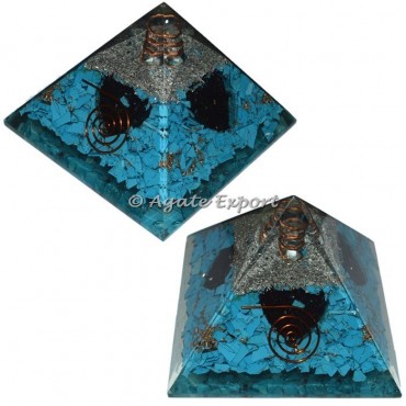 Turquoise Orgone Pyramids with Tourmaline Heart