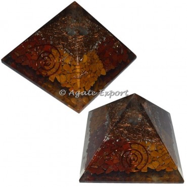 Yellow Jasper and Red Jasper Orgone Pyramids