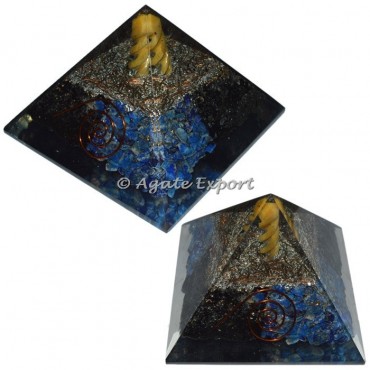 Tourmaline and Lapis Orgone Pyramids