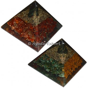 Multi Color Orgone Pyramids with Spiral Point