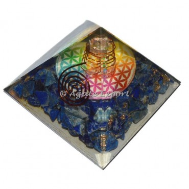 Lapis Lazuli with Flower of life Orgone Pyramids