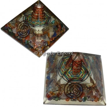 Chakra stone with Flower of life Orgone Pyramids
