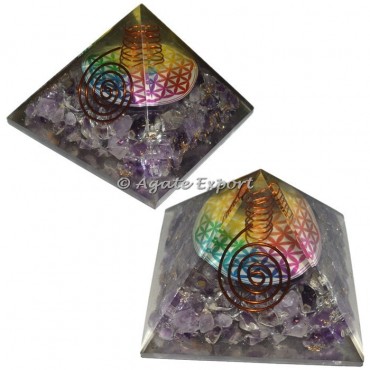 Amethyst Flower of Life Orgone Pyramids