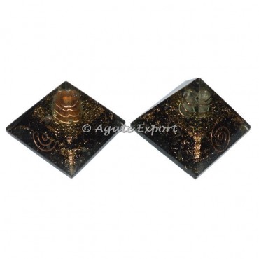 Black Tourmaline Small Orgone Pyramids with Crystal Point