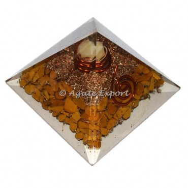 Yellow Jasper Orgone Pyramids with Red Point