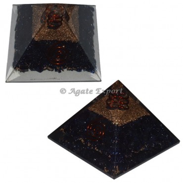 Black Tourmaline With Golden Brass Orgone Pyramid