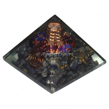 Amethyst With Green Printed Logo Orgone Pyramid