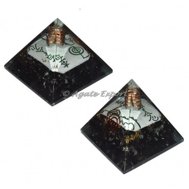 Black Tourmaline Reiki Symbol Orgone Pyramid
