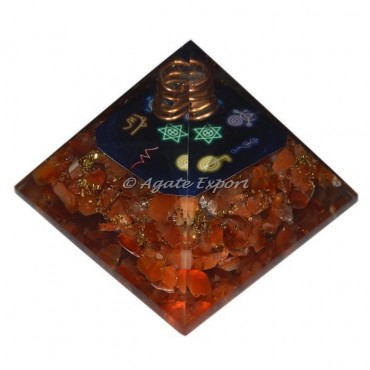 Carnelian With 7 Chakra Reiki Symbol Orgonite Pyramid