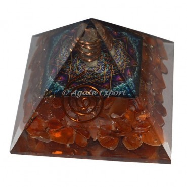 Carnelian With Shree Yantra Orgone Pyramid