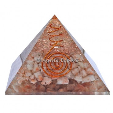 Sunstone Power Healing Orgonite Pyramid with Crystal Point