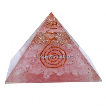 Healing Rose Quartz Orgonite Pyramids with Crystal Point