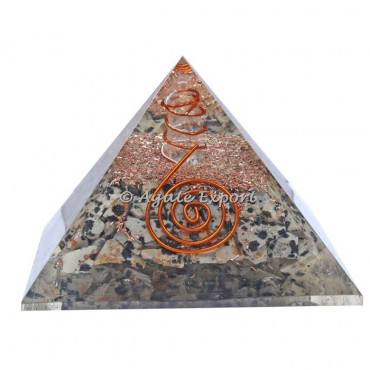 Dalmatian Jasper Healing Orgonite Pyramid with Crystal Point