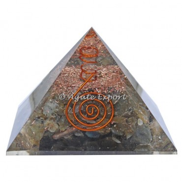 Labradorite Healing Orgonite Pyramid with Crystal Point