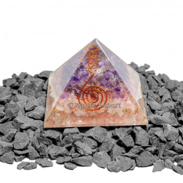 Rose Quartz And Amethyst Layer Orgonite Pyramid