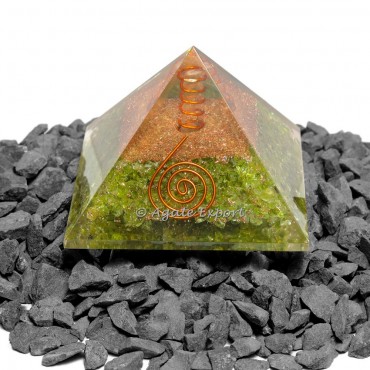 Peridot Orgonite Pyramids with crystal point