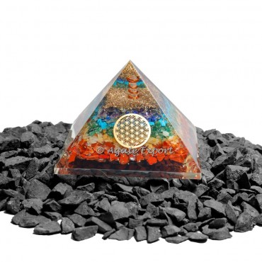 Layer Chakra Flower Of Life Orgonite Pyramids