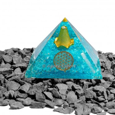 Aquamarine Healing Symbol Orgonite Pyramid
