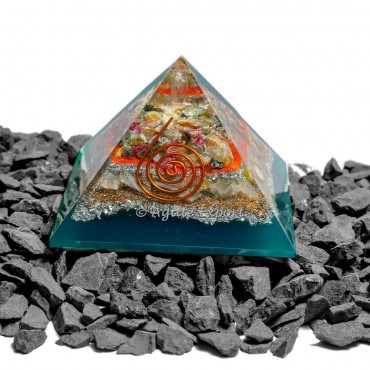 Multi Tourmaline With Green Aventurine Orgonite Pyramid
