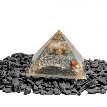 Brass And Perl Orgonite Healing Pyramid