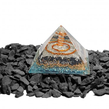 Brass With Black Tourmaline Layer Healing Crystals Orgonite Pyramid