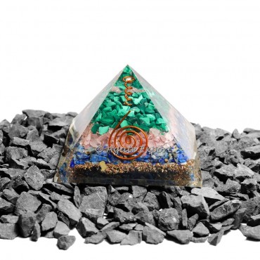 Malachite-Rose Quartz-Lapis Lazuli Layer Orgonite Emf Protection Pyramid