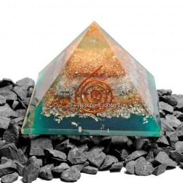 Green Jade with Rose Quartz Layer Orgonite Pyramid