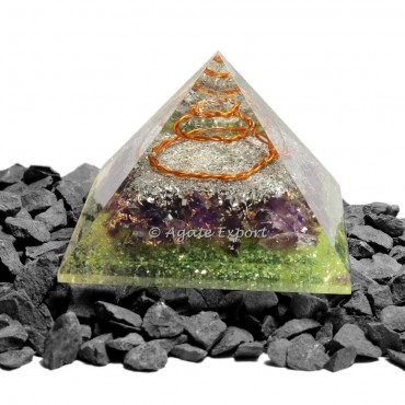 Peridot And Amethyst Healing Crystals Energy Generator Orgonite Pyramid