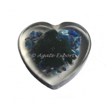 Black Obsidian Bird Symbol On Lapis Lazuli Orgonite Heart