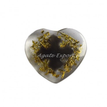 Black Obsidian Square Symbol On Orgonite Heart
