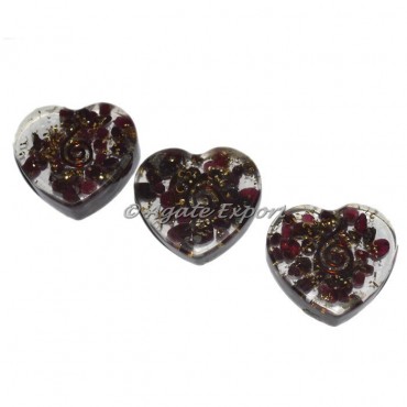 Garnet Orgonite Heart Cab