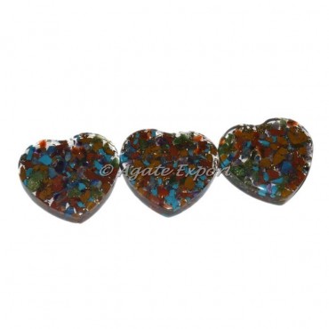 Chakra stone Hearts Orgonite Cabs