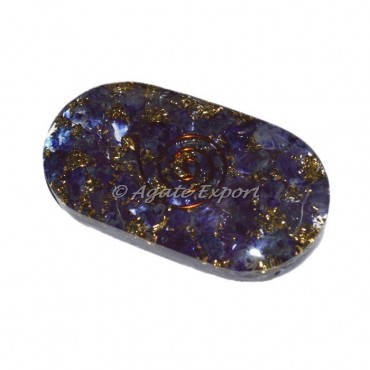 Colour Crystal Blue Oval Orgonite Cabs