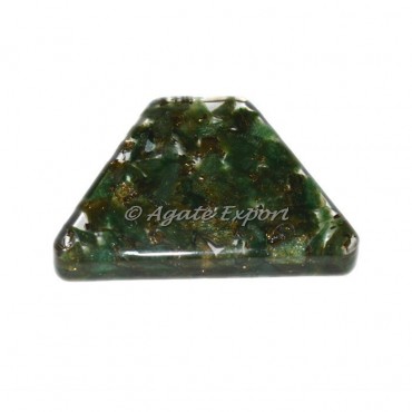 Green Jade triangle cut Orgonite Cabs