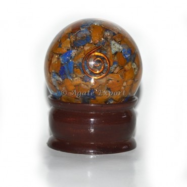 Yellow Jasper With Lapis Lazuli Orgone Sphere
