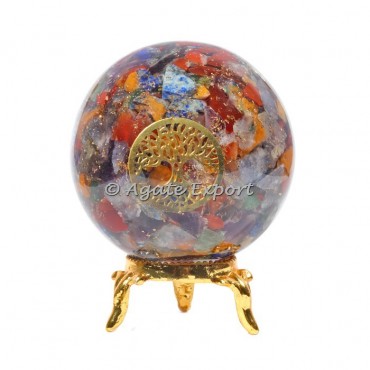 Seven Chakra Orgonite Spheres with Tree Of Life