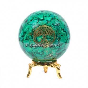 Malachite Orgonite Sphere with Tree Of Life
