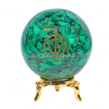 Malachite Orgonite Sphere with Choko Reiki