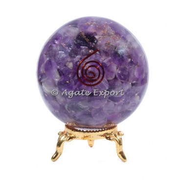 Amethyst Orgonite Sphere with Small Choko Reiki