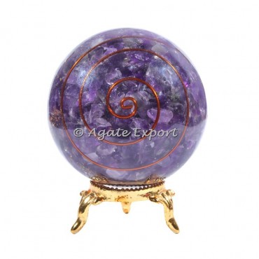 Amethyst Orgonite Sphere with Large Choko Reiki