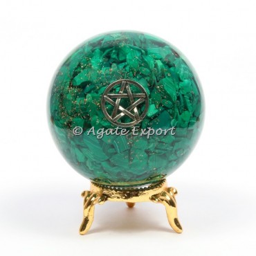 Malachite Orgonite Spheres with Silver Star