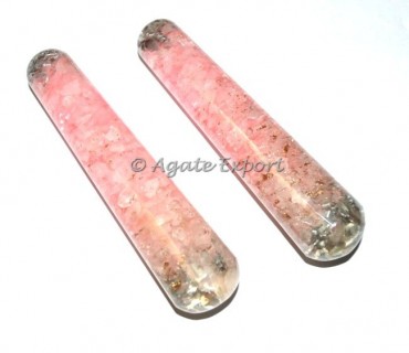 Rose Quartz Crystal Quartz Orgone Massage Wand