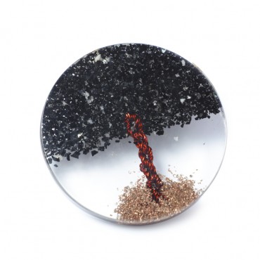 Black Tourmaline Tree of life Orgonite Coaster