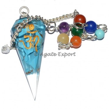 Turquise Pendulum With Om and Chakra Chain